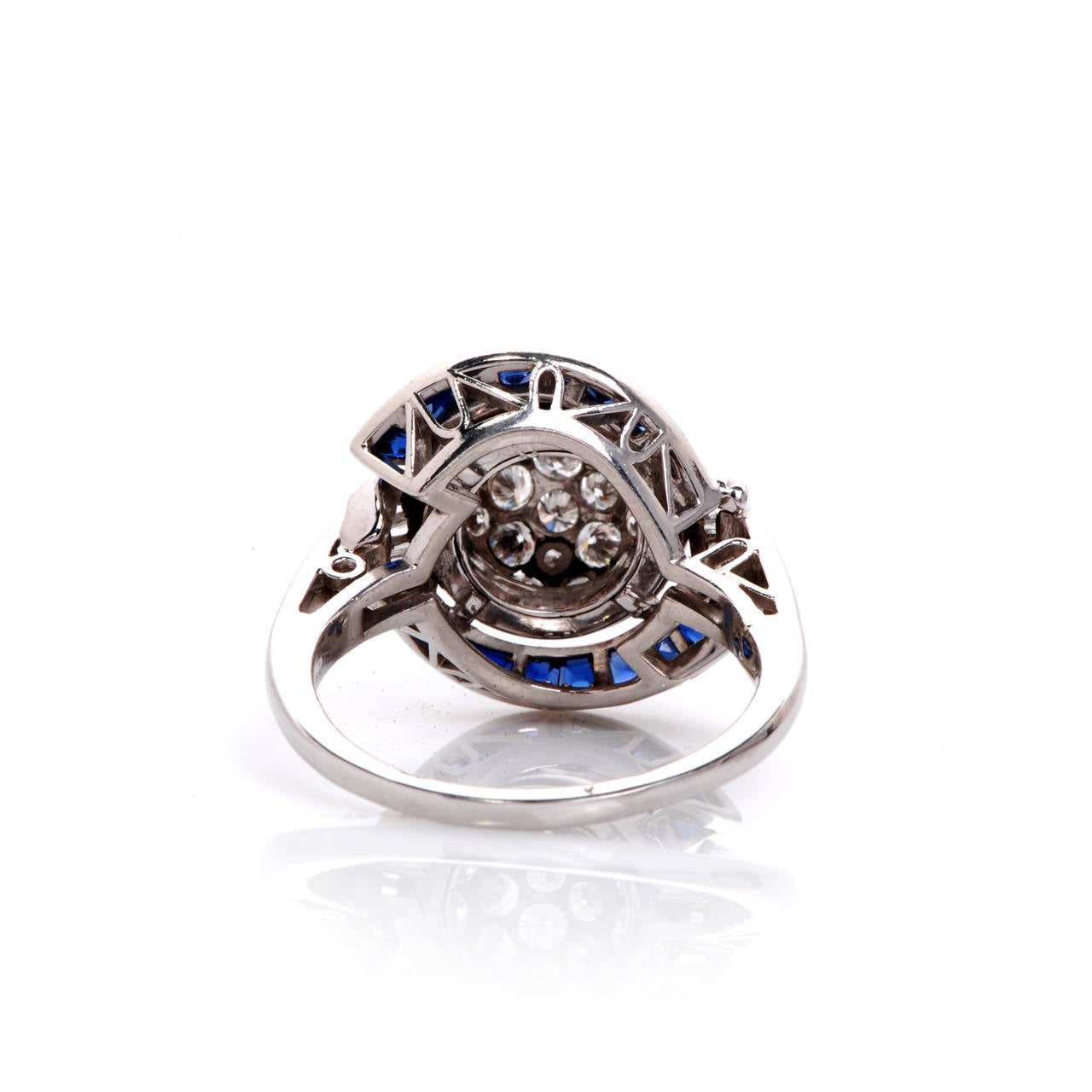 Men's Oscar Heyman Sapphire Diamond Platinum Cluster Dome Ring