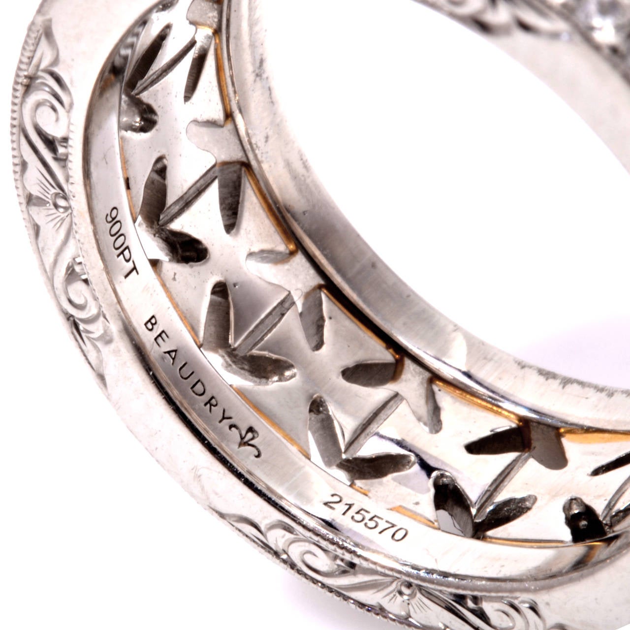 Beaudry Diamond Platinum Wide Eternity Band Ring 1