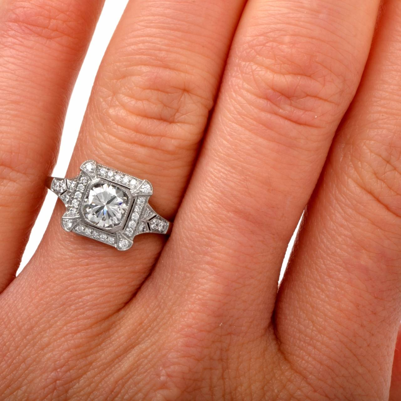 Diamond Platinum Engagement Ring at 1stdibs