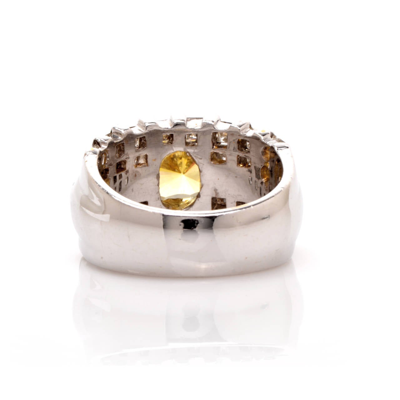 Women's Yellow Sapphire Diamonds White Gold Engagement Ring