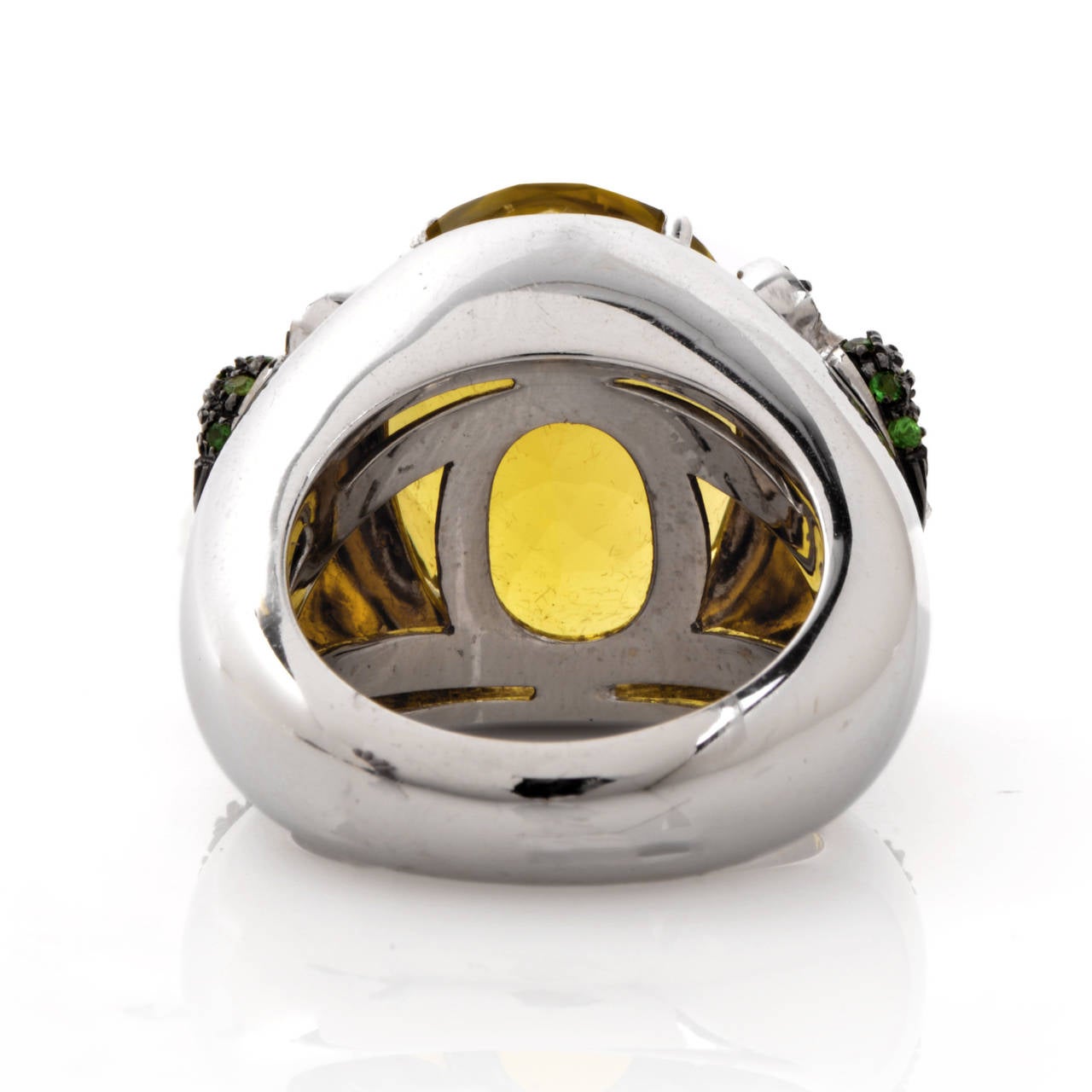 Women's Valente Milano Topaz Tsavorite Diamond Gold Frog Ring