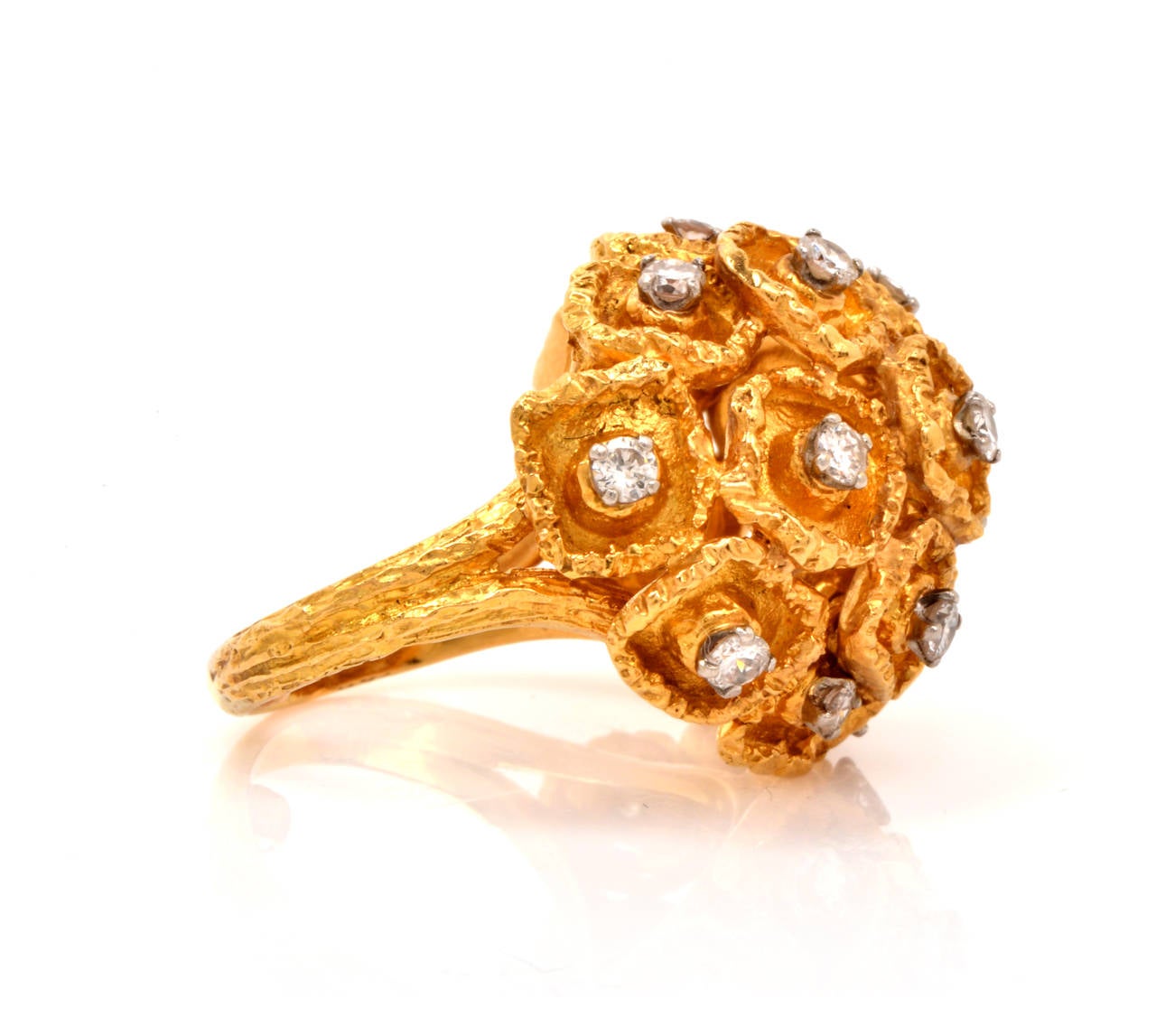 Modern Diamond Gold Cocktail Ring