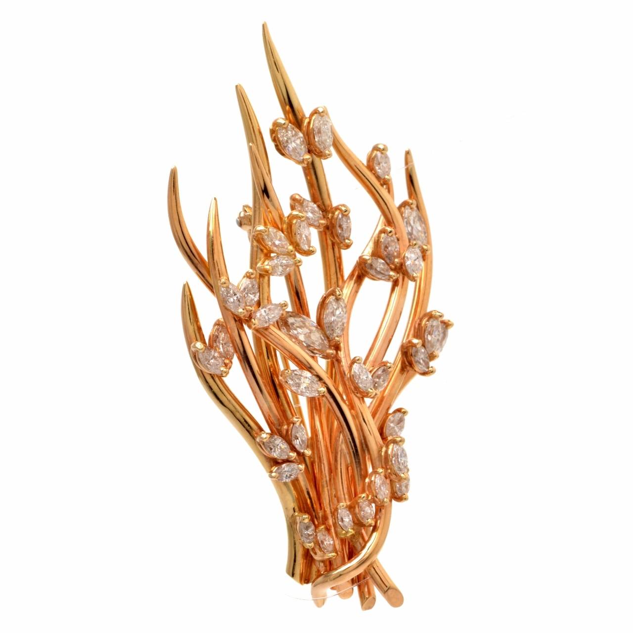 Women's Retro Diamond Gold Branch Tree Pin