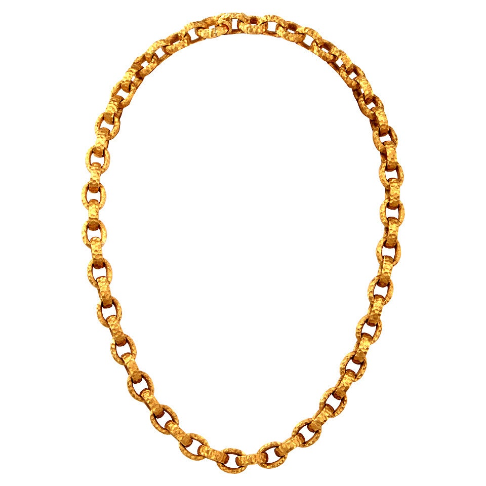 Nicolis Cola Italian Textured Hammered Gold Necklace