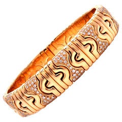Bulgari Diamond Gold Bangle Cuff Bracelet