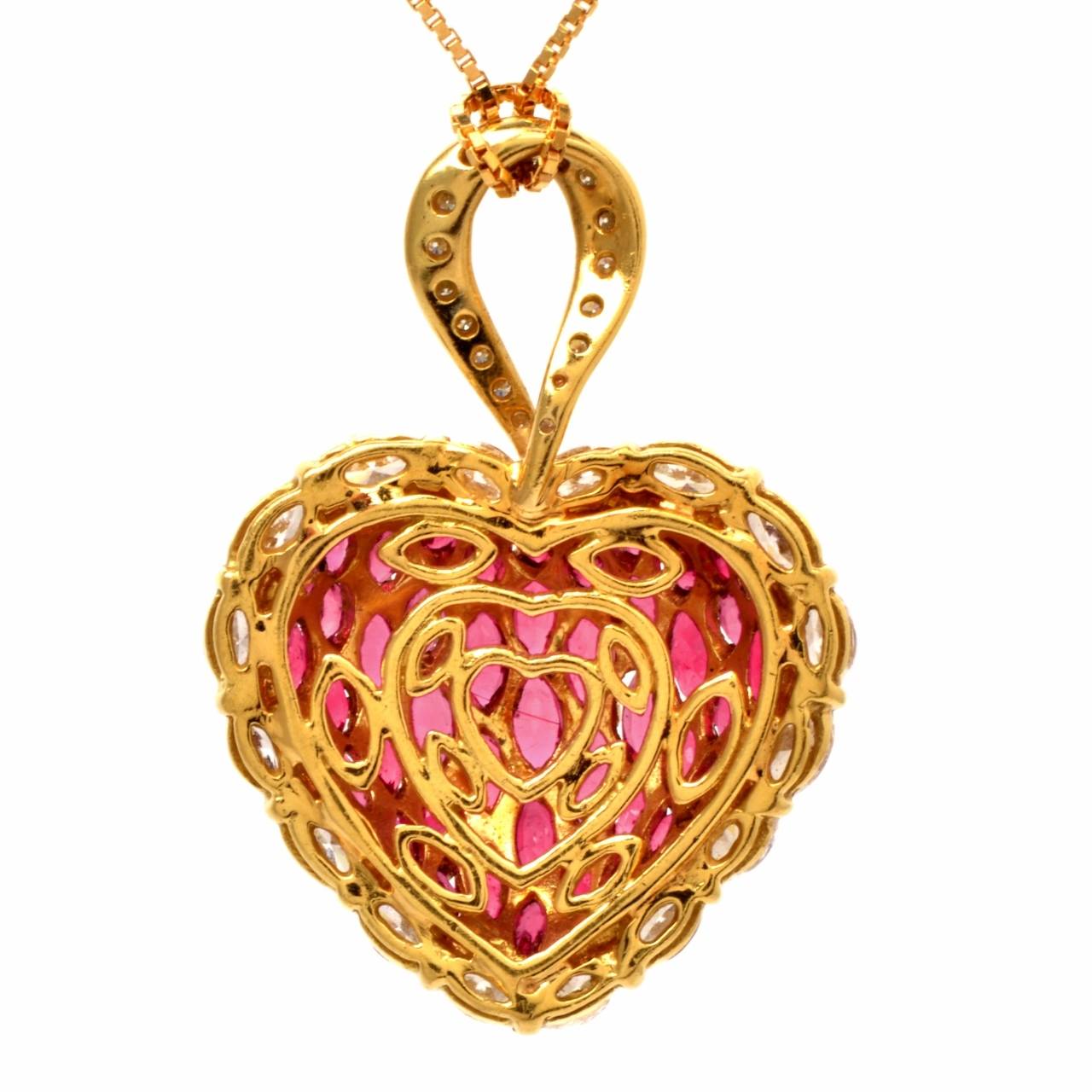 Ruby Diamond Gold Heart Pendant 1