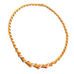 Diamond Gold Choker Necklace Hallmarked French