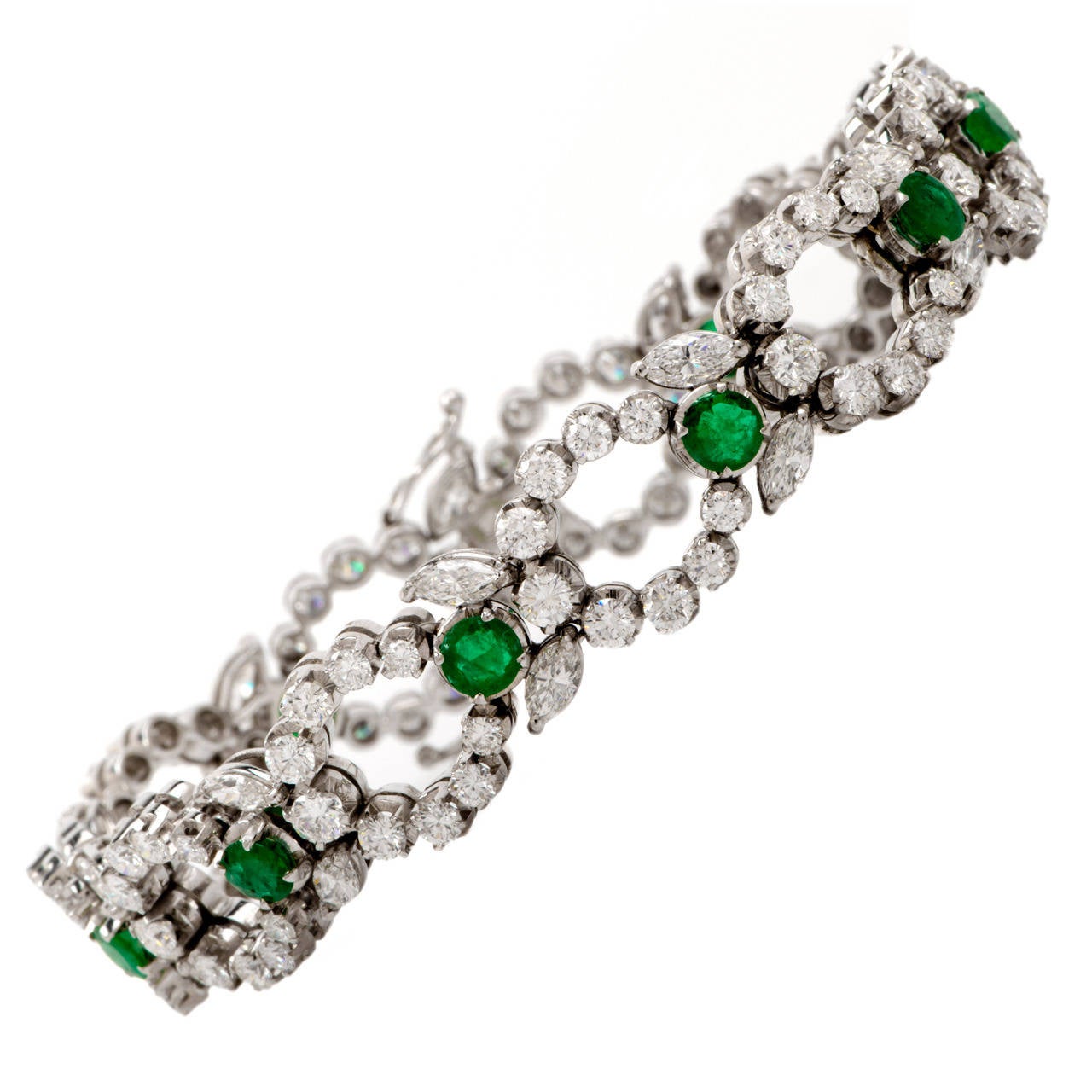 Emerald Diamond Platinum Bracelet