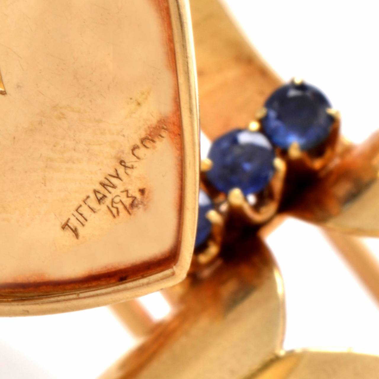 Retro Tiffany & Co. Sapphire Gold Double Lapel Brooches