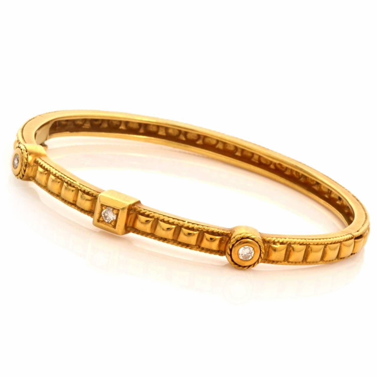 Diamond Relief Gold Stackable Bangle Bracelet 2