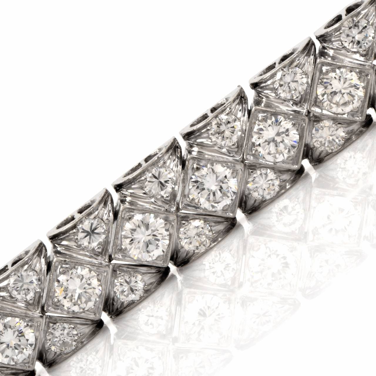 Diamond Platinum Flexible Link Linear Bracelet 2