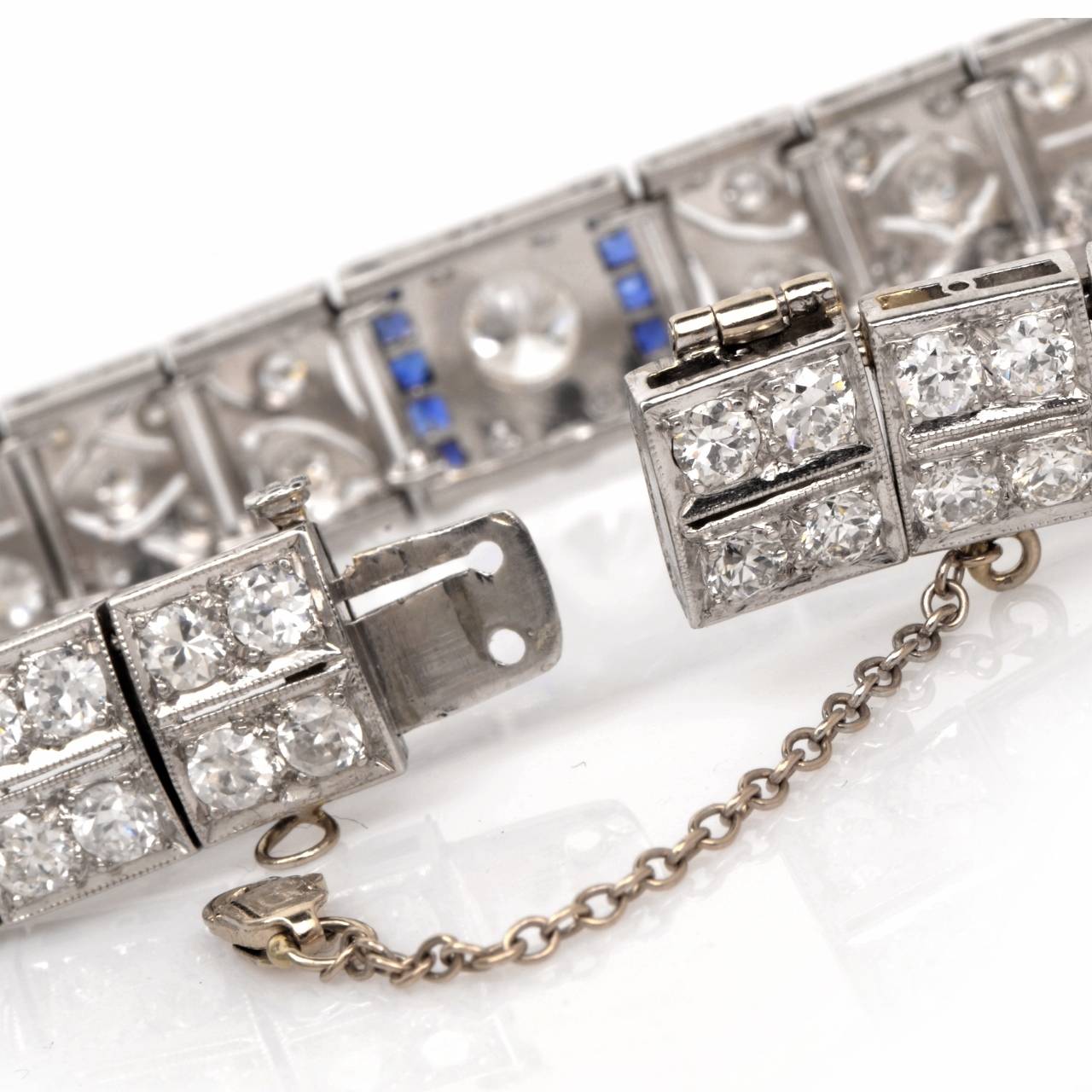 Women's Diamond Sapphire Platinum Bracelet