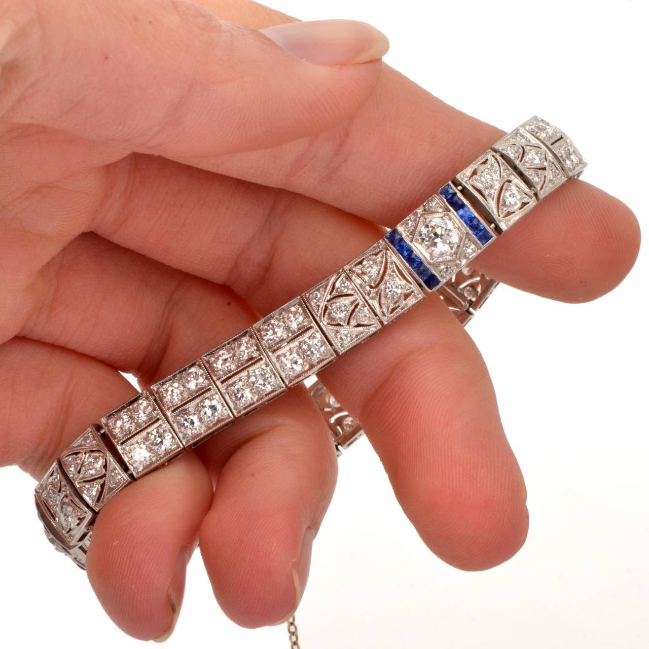 Diamond Sapphire Platinum Bracelet 1