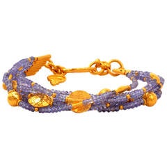 Tanzanite Bead Gold Bracelet
