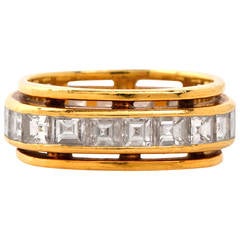 Asscher Cut Diamond Gold Eternity Band Ring