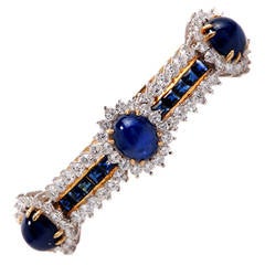 Diamond Sapphire Gold Bangle Bracelet