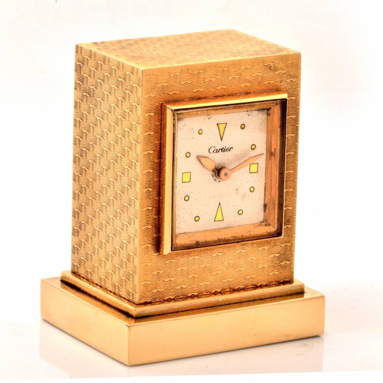 1954 Cartier Gold Eight Day Desk Clock For Sale at 1stdibs