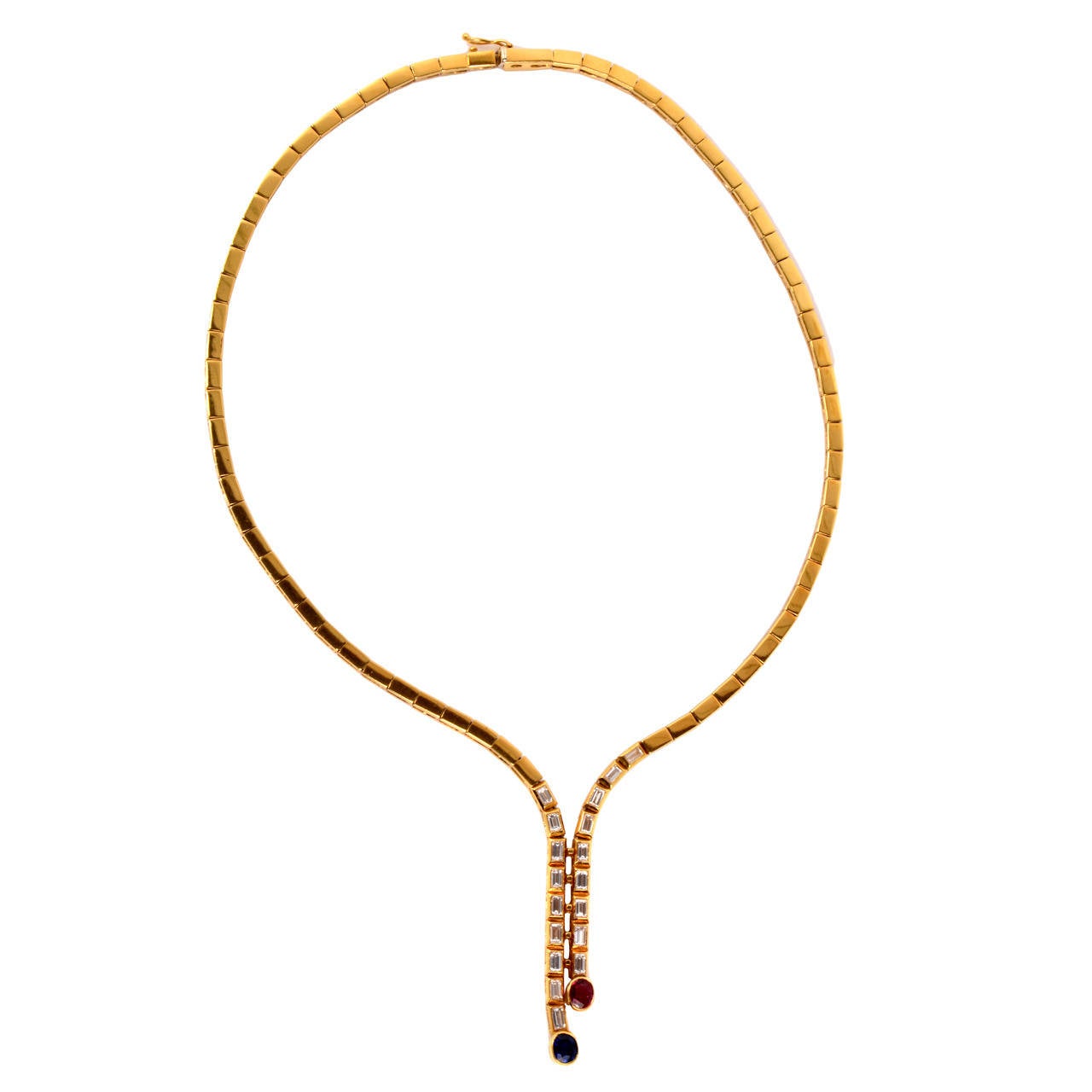Multi-Stone Diamond Yellow Gold Cascading Necklace