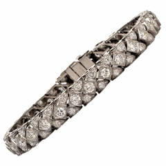 Diamond Platinum Flexible Link Linear Bracelet