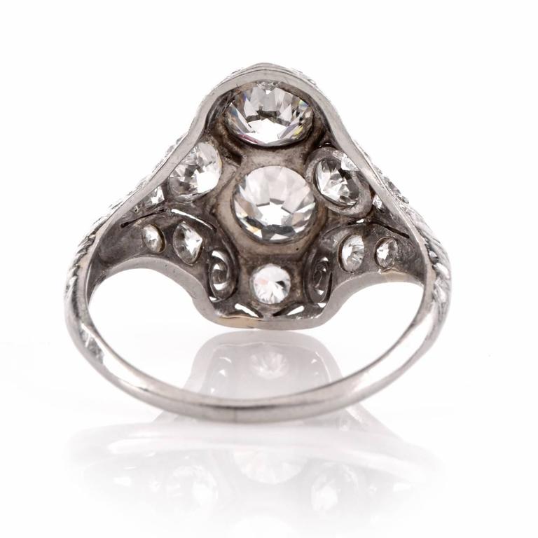 Antique Art Deco Diamond Platinum Filigree Engagement  Ring  