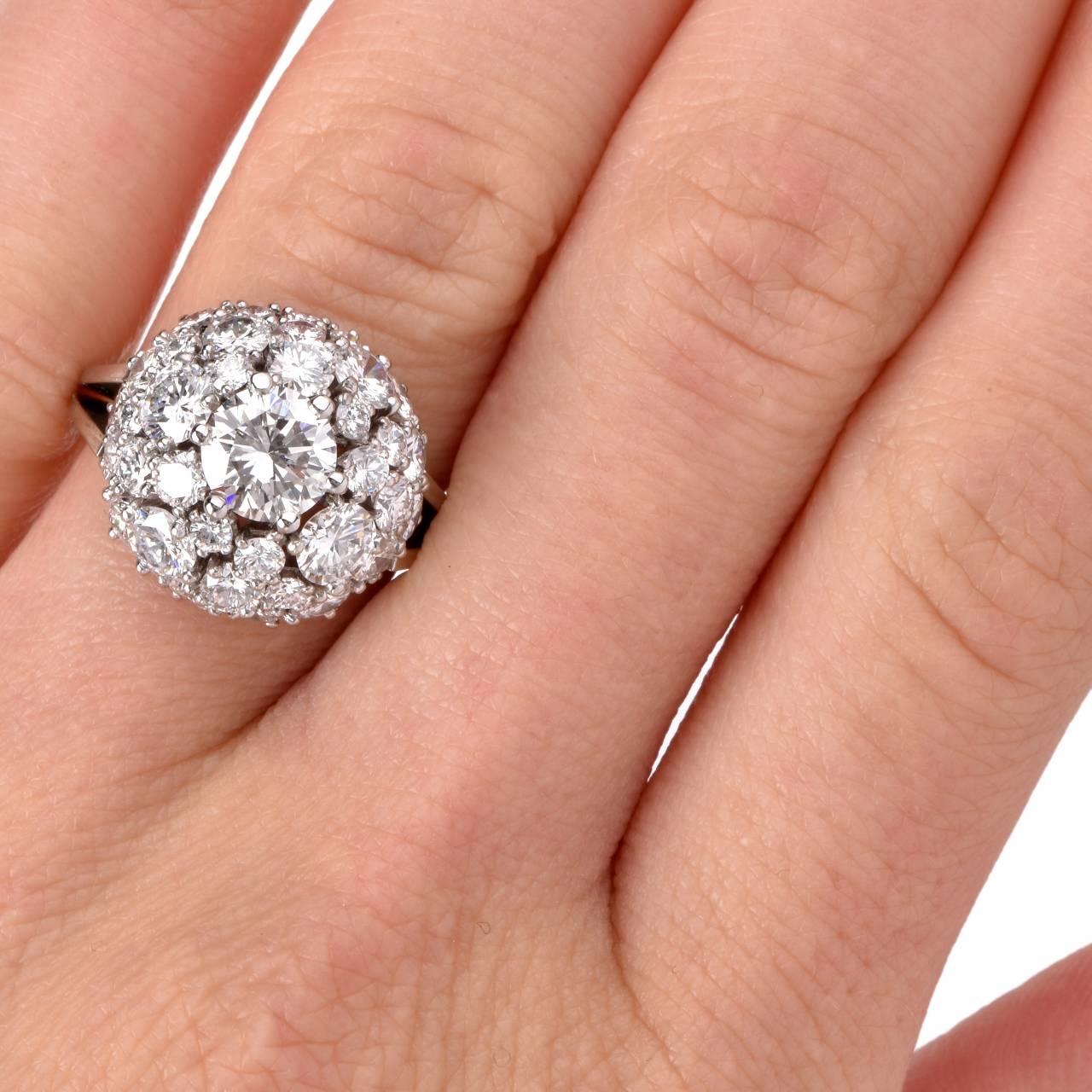 Women's or Men's Diamond Gold Cluster Engagement Ring