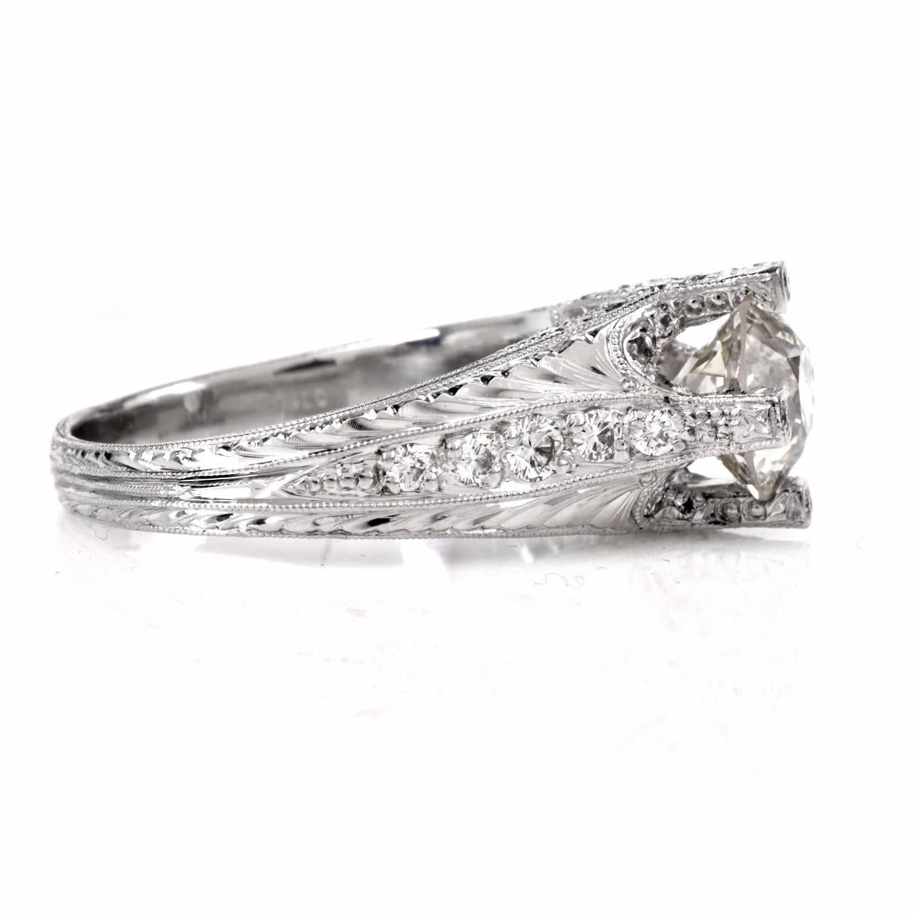 Designer Varna Contessa Diamond Platinum Engagement Ring In Excellent Condition In Miami, FL