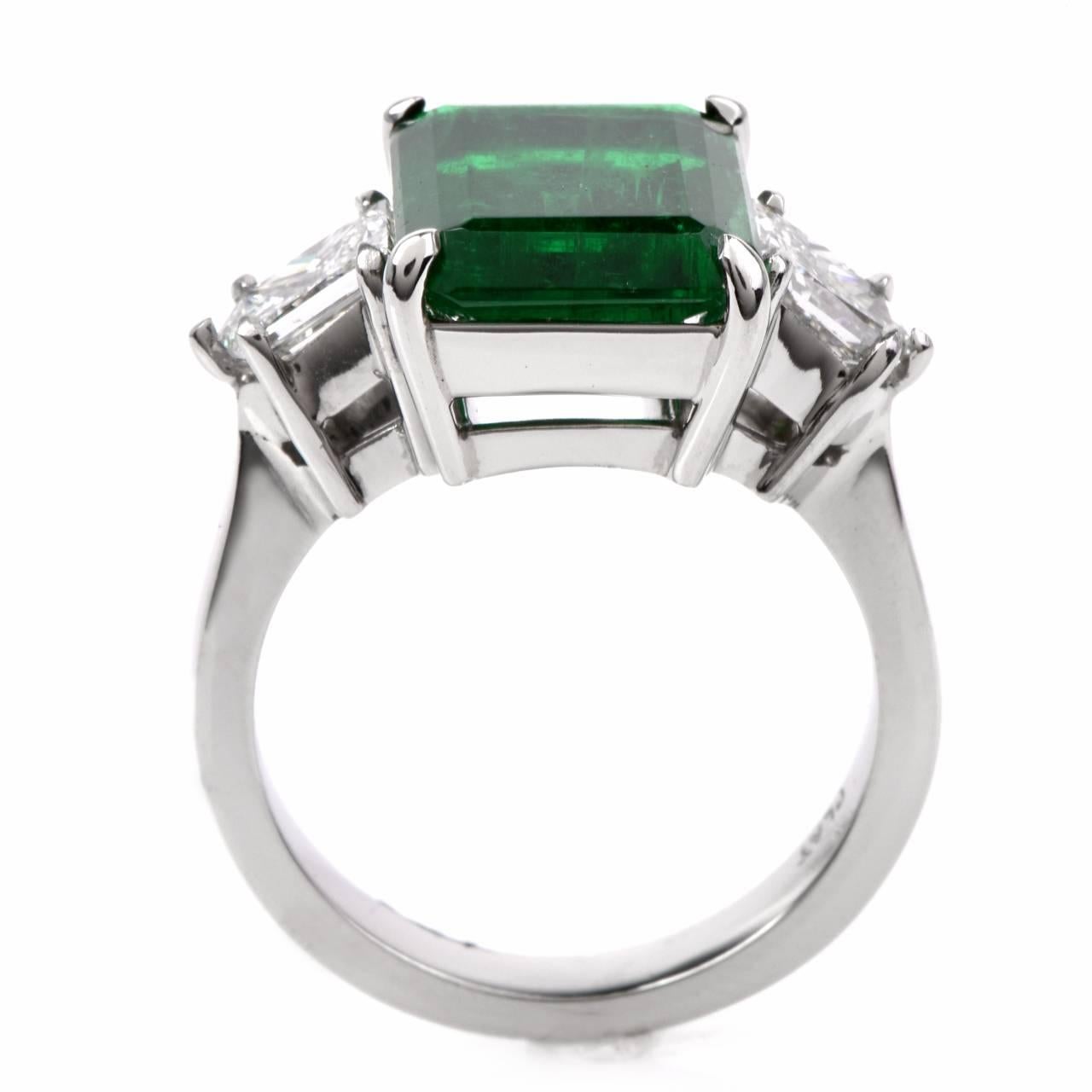 Kolumbianischer Smaragd Diamant Platin Verlobungsring für Damen oder Herren