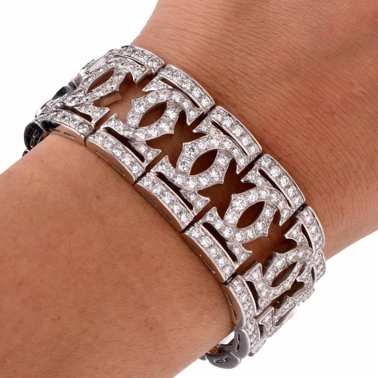 Cartier Doppeltes C Diamant Gold breites Armband 1