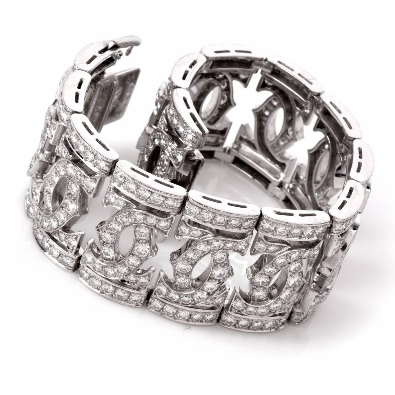 Cartier Doppeltes C Diamant Gold breites Armband (Art déco)