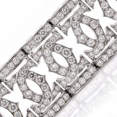 Cartier Double C Diamond Gold Wide Bracelet