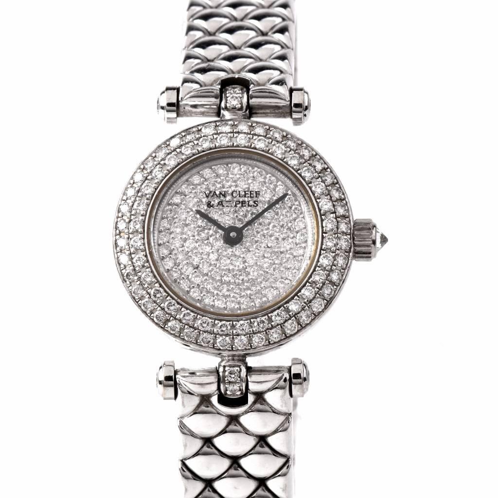 Van Cleef & Arpels Lady's White Gold Diamond Wristwatch