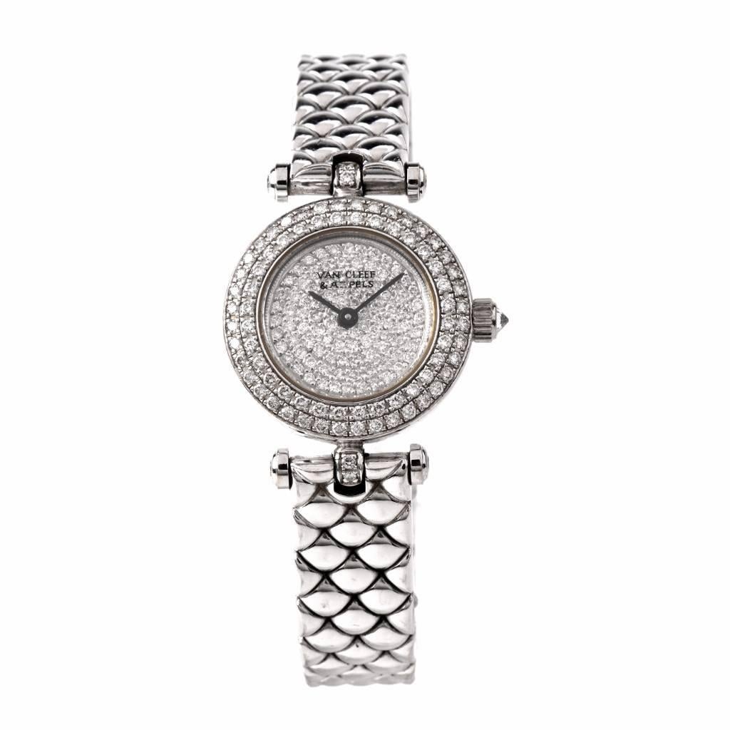 Women's Van Cleef & Arpels Lady's White Gold Diamond Wristwatch
