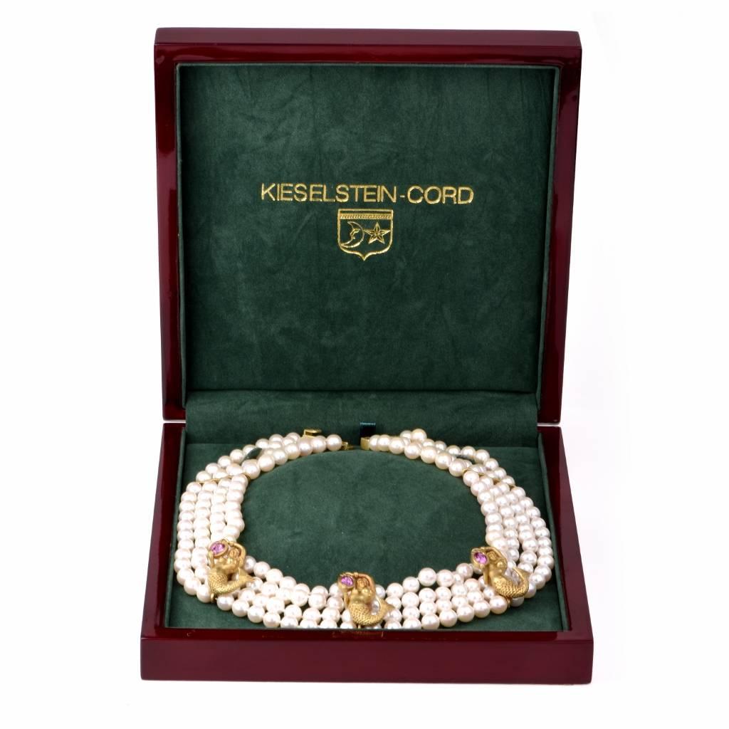 Barry Kieselstein, collier vintage sirène en or et perles  Excellent état - En vente à Miami, FL