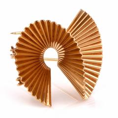 1950s Cartier Gold Fan Pin Brooch