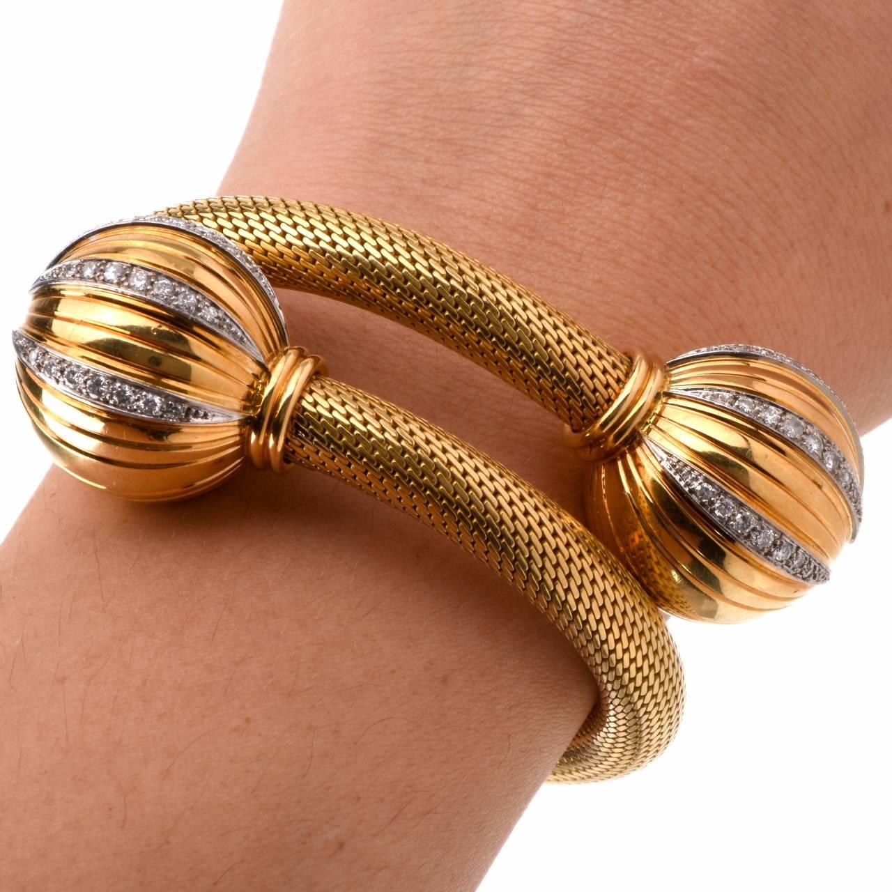 Women's Diamond Gold Snake Cuff Bracelet