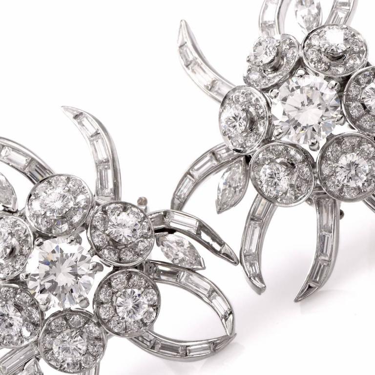 Antique Double Clip Diamond Platinum Lapel Brooches For Sale at 1stdibs