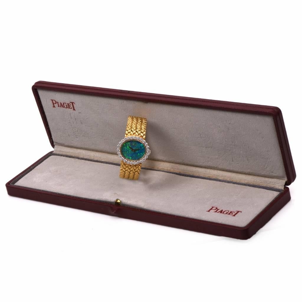 Piaget Yellow Gold Diamond Bezel Opal Dial Wristwatch Ref 9326D2-332951 In Excellent Condition In Miami, FL