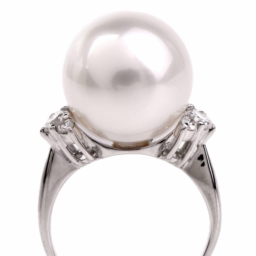 Women's  South Sea Pearl Diamond Platinum Ring