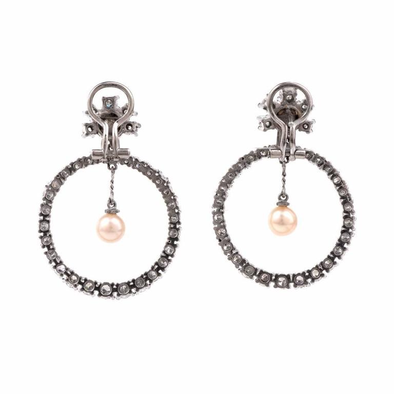 Diamond Platinum Hoop Dangle Earrings at 1stDibs | solid platinum hoop ...