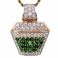Dazzling Emerald Diamond Gold Pendant 