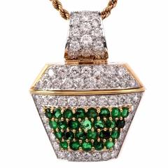 Dazzling Emerald Diamond Gold Pendant