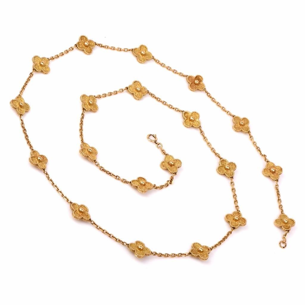 Van Cleef & Arpels Vintage Alhambra 20 Motiv 32 Zoll Gold Halskette im Zustand „Hervorragend“ in Miami, FL