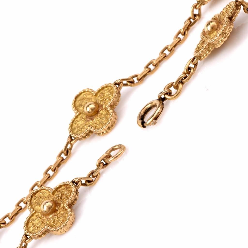 Van Cleef & Arpels Vintage Alhambra 20 Motiv 32 Zoll Gold Halskette Damen