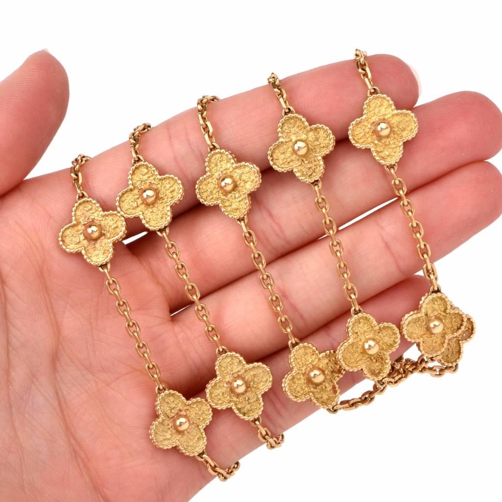 Van Cleef & Arpels Vintage Alhambra 20 Motiv 32 Zoll Gold Halskette 1