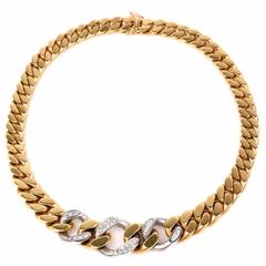 Retro Diamond Gold Link Choker Necklace