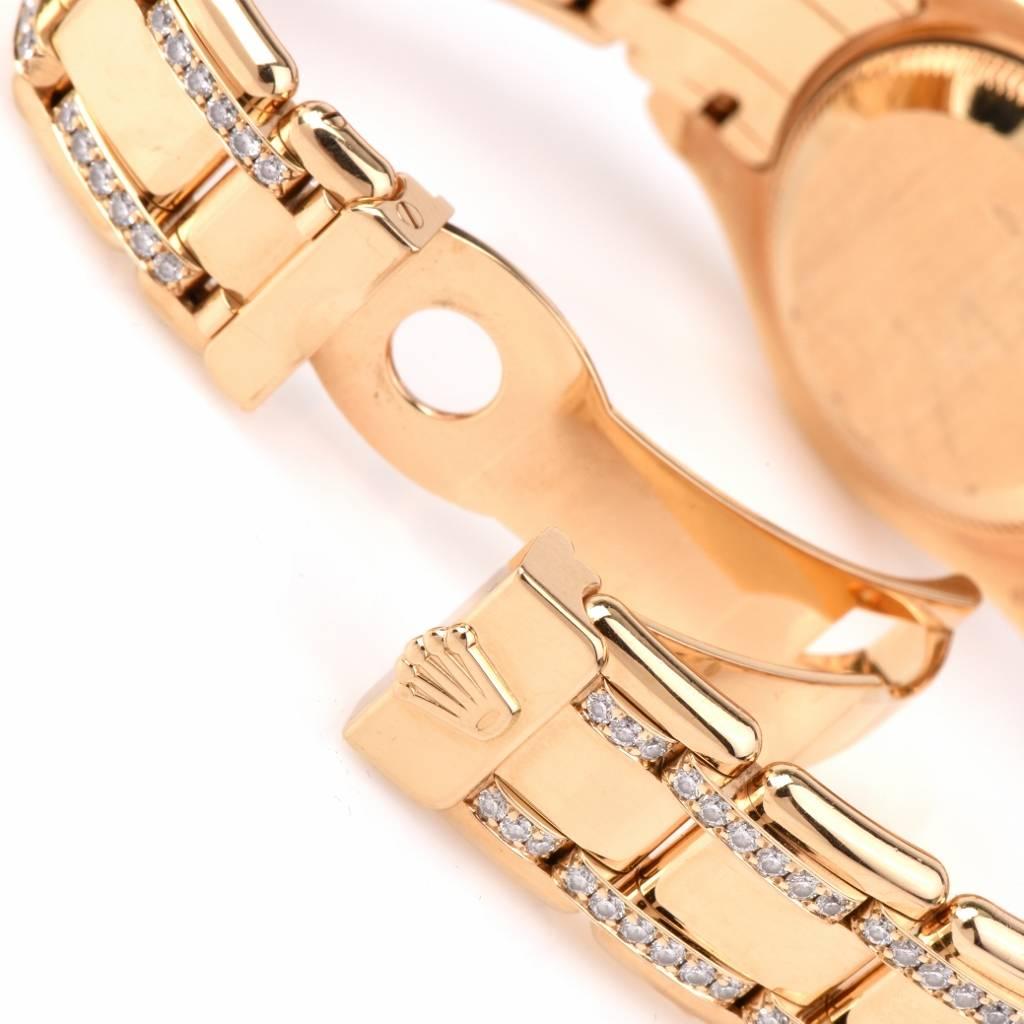 Women's Rolex Lady's Yellow Gold Diamond Datejust Pearlmaster Wristwatch Ref 80298-74948