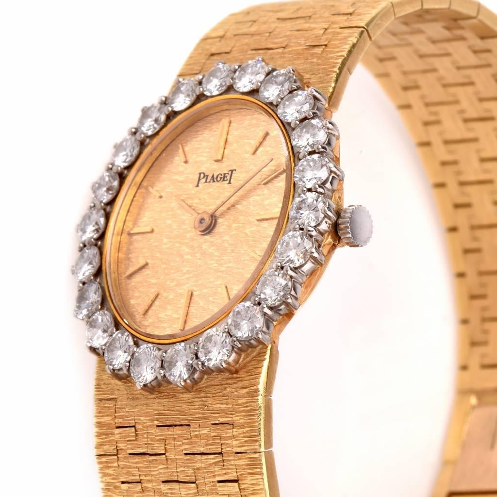 Women's or Men's Piaget Lady's Yellow Gold Diamond Wristwatch Ref 9338 A6