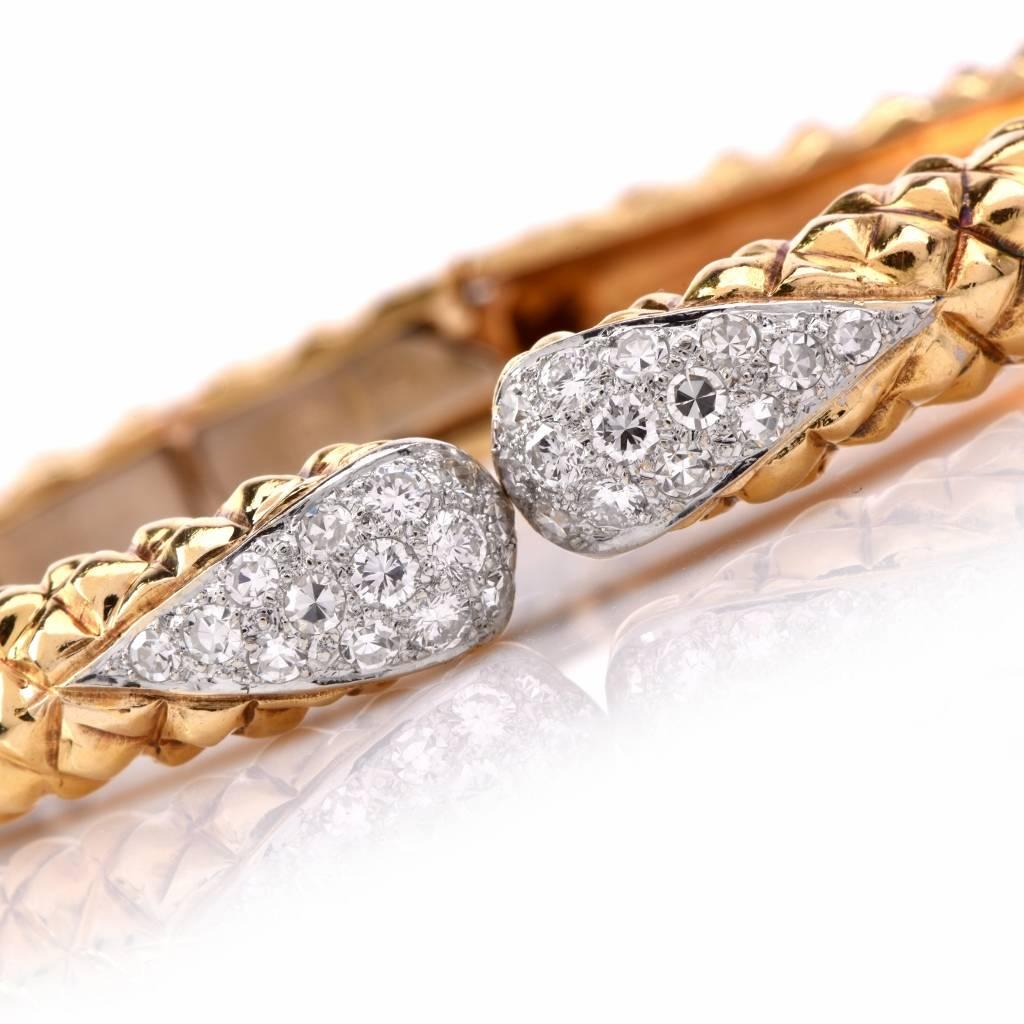 Modern Diamond Gold Cuff Bangle Bracelet 1