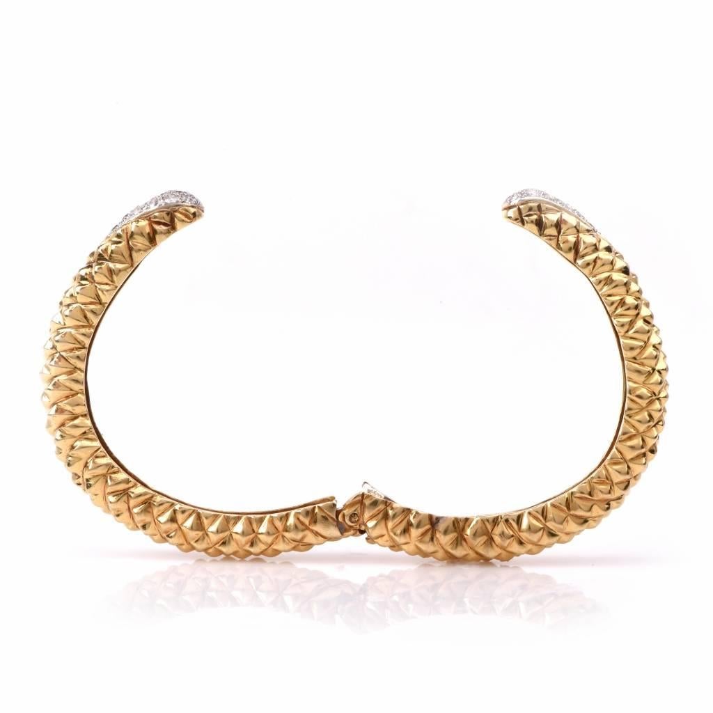 Modern Diamond Gold Cuff Bangle Bracelet 2