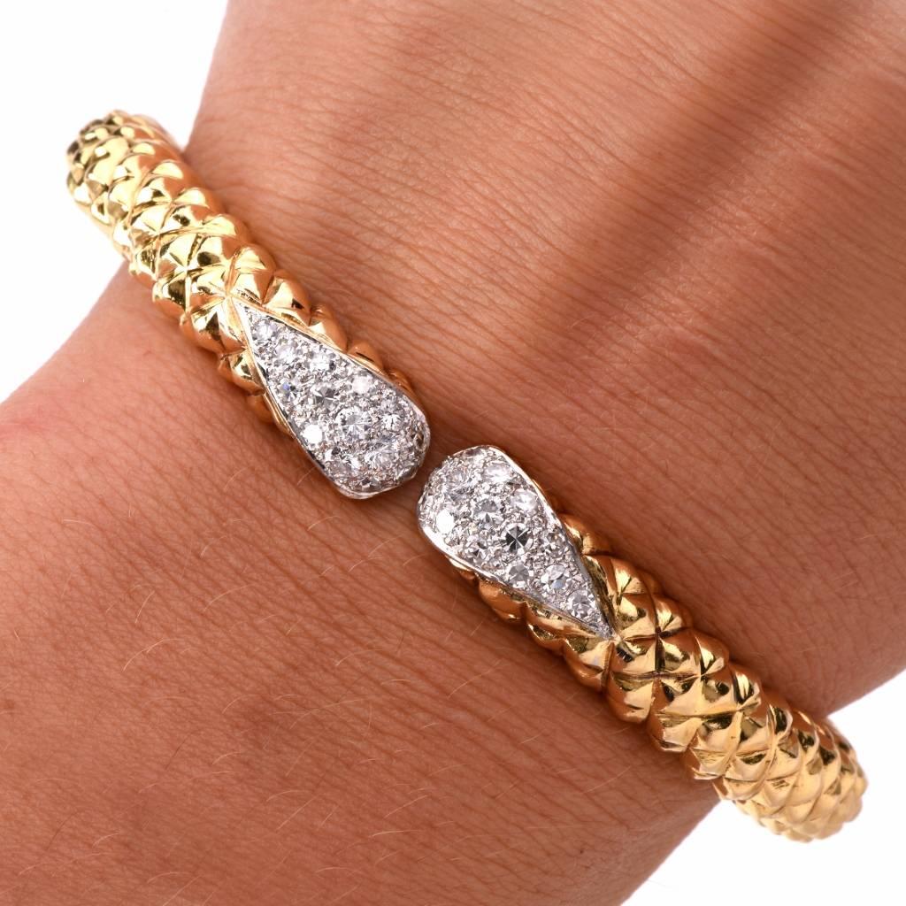 Modern Diamond Gold Cuff Bangle Bracelet 3